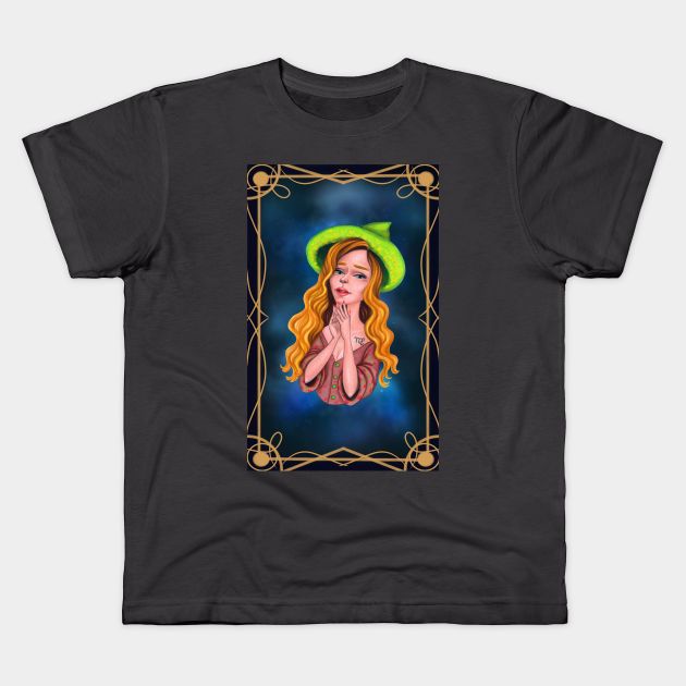 Ginger hair virgo witch Kids T-Shirt by Raluca Iov